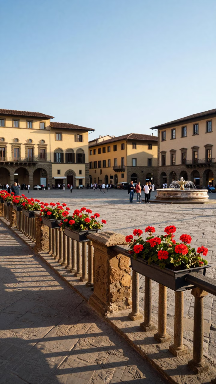 Street Corner in Florence at Clear Late-afternoon Light in in Florence, Italy