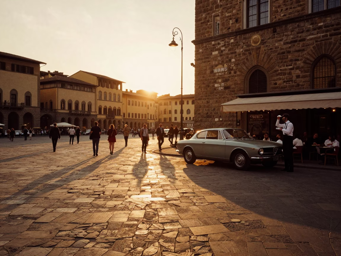 Street Corner in Florence at Golden Hour in in Florence, Italy