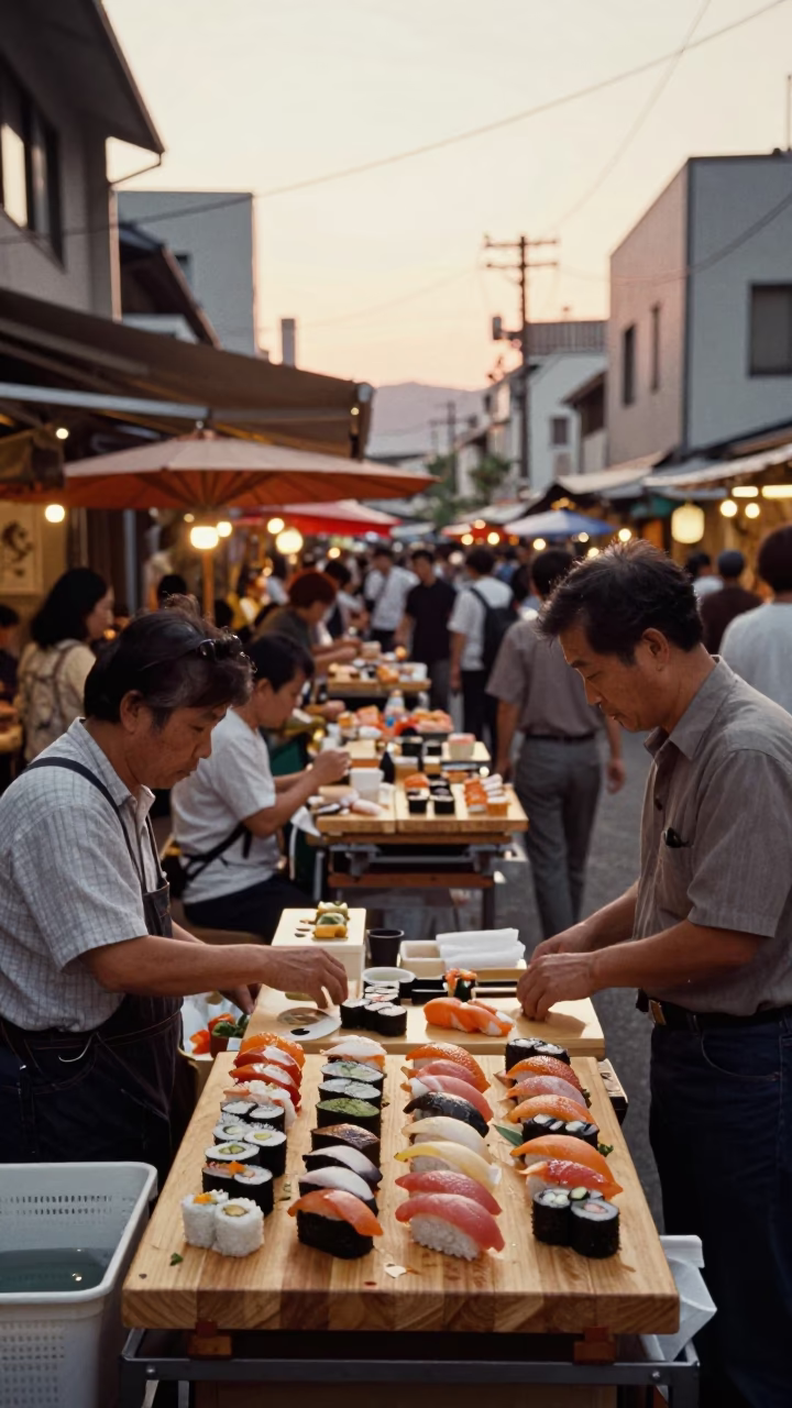 Street Corner in Fukuoka at Golden Hour in in Fukuoka, Japan