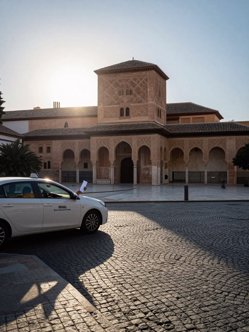 Street Corner in Granada at As First Light Reaches The Scene in in Granada, Spain