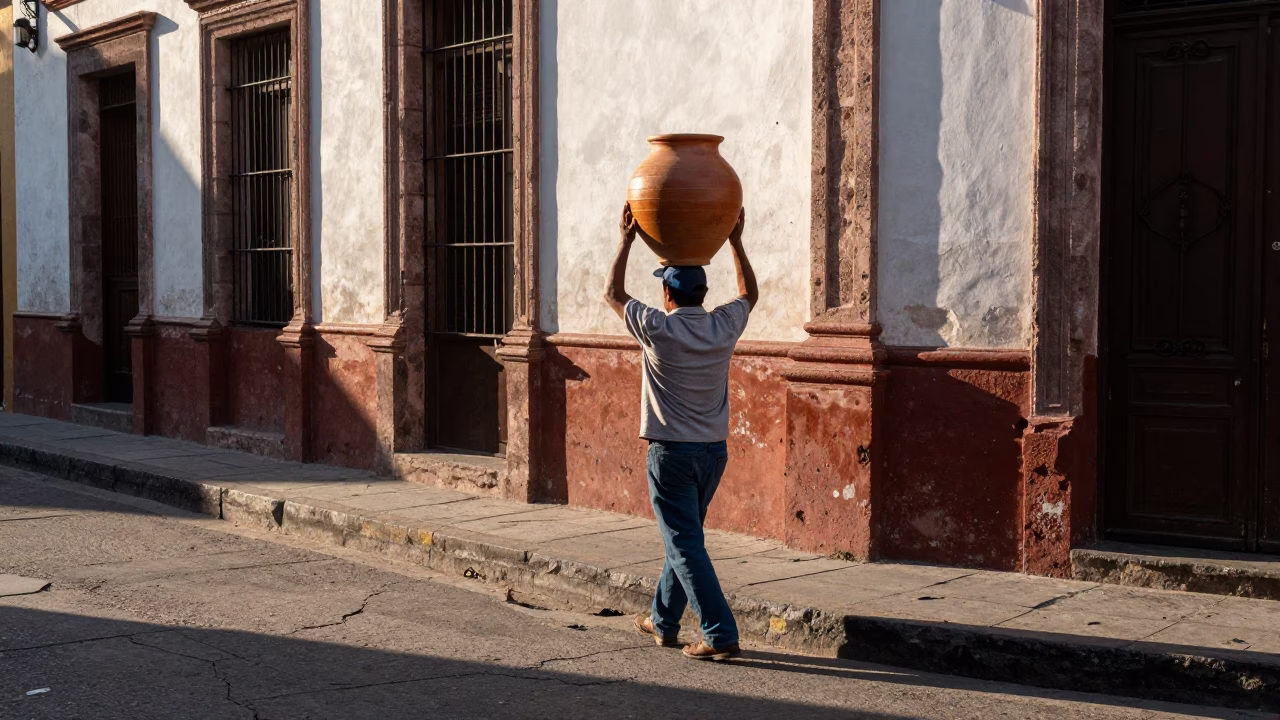 Street Corner in Guadalajara at Clear Late-afternoon Light in in Guadalajara, Mexico