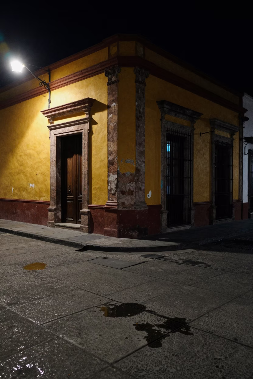 Street Corner in Guadalajara at Deep In The Night Light in in Guadalajara, Mexico