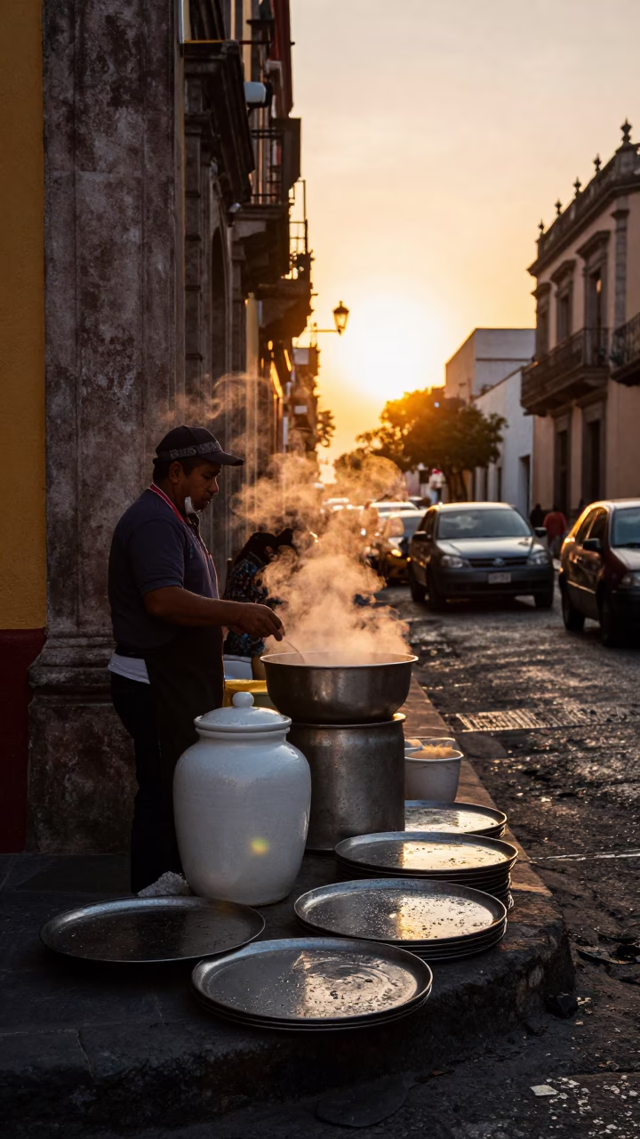 Street Corner in Guadalajara at Sunset Light in in Guadalajara, Mexico