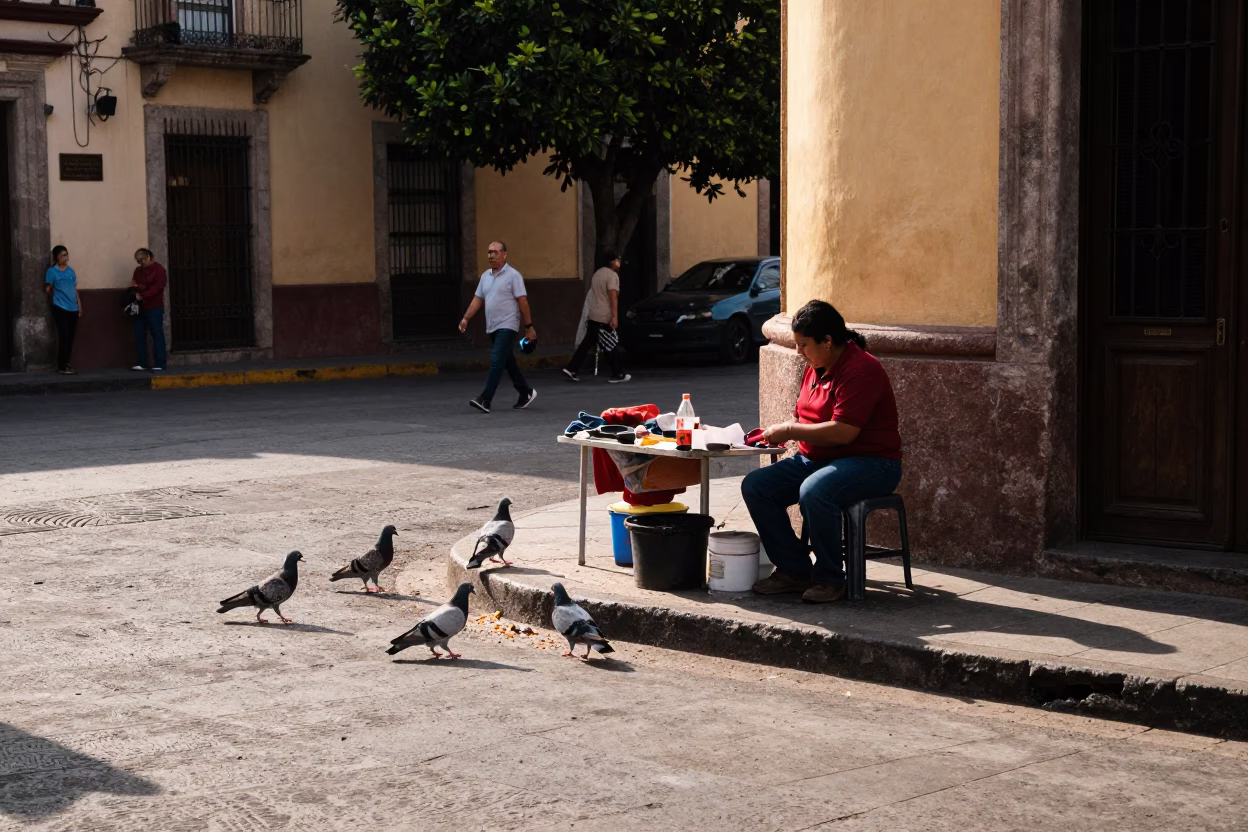 Street Corner in Guadalajara at The Early Afternoon Light in in Guadalajara, Mexico