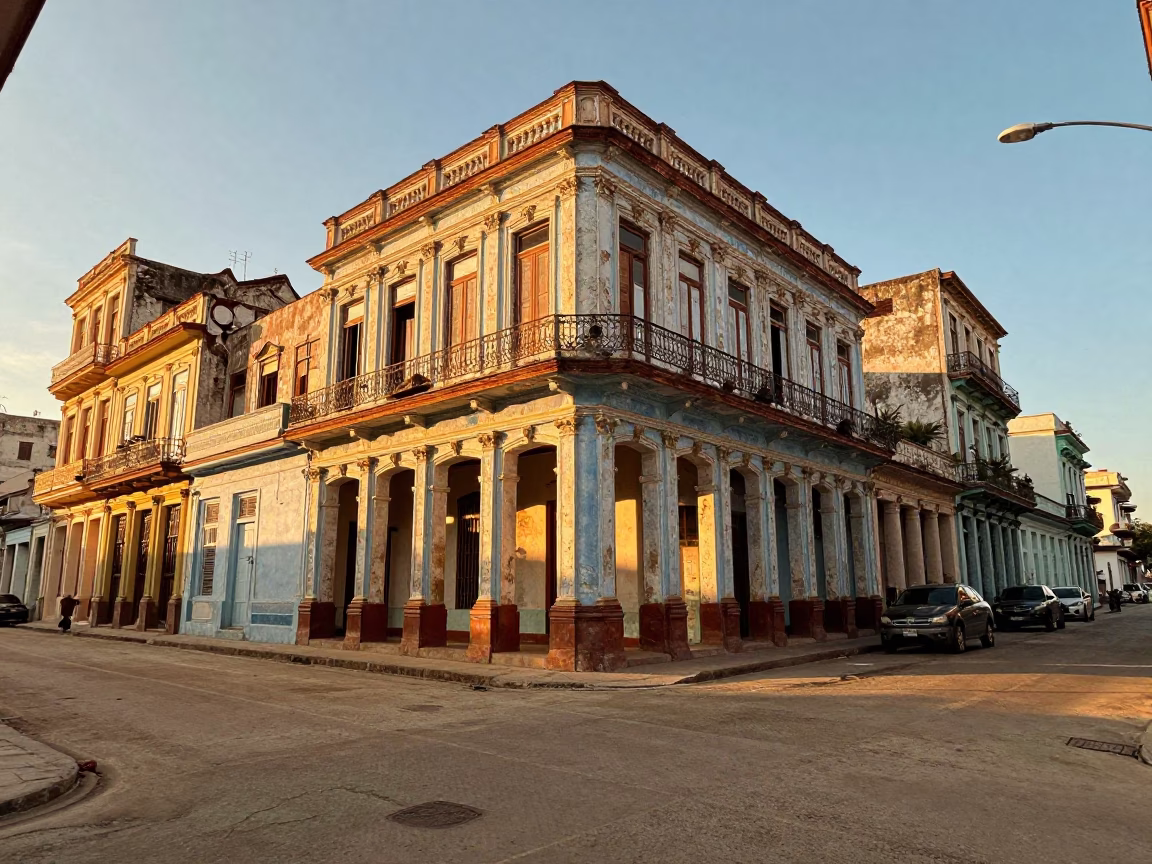 Street Corner in Havana at Golden Hour in in Havana, Cuba
