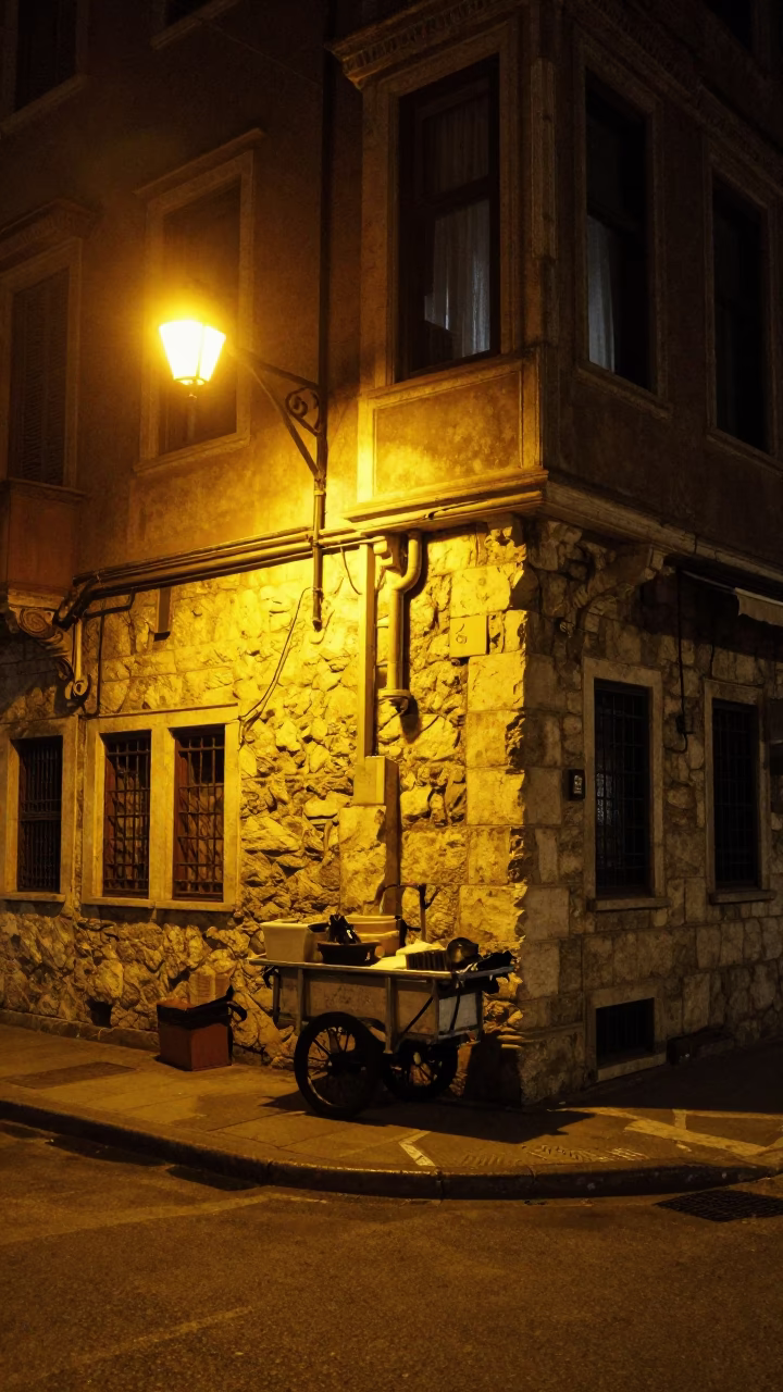 Street Corner in Istanbul at Deep In The Night Light in in Istanbul, Turkey