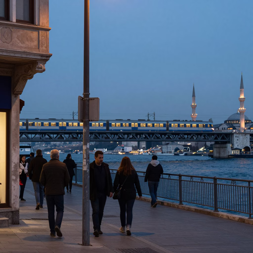 Street Corner in Istanbul at The Early Evening Light in in Istanbul, Turkey