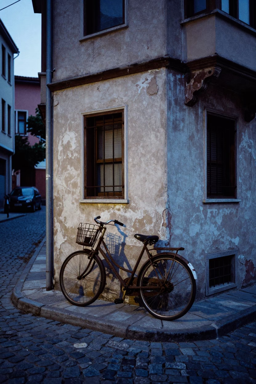 Street Corner in Istanbul at The Still Hours Before Dawn Light in in Istanbul, Turkey