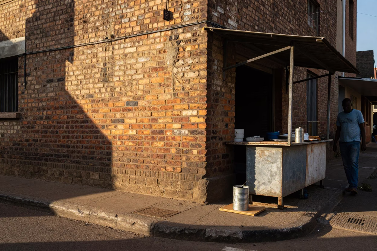 Street Corner in Johannesburg at The Late Morning Light in in Johannesburg, South Africa