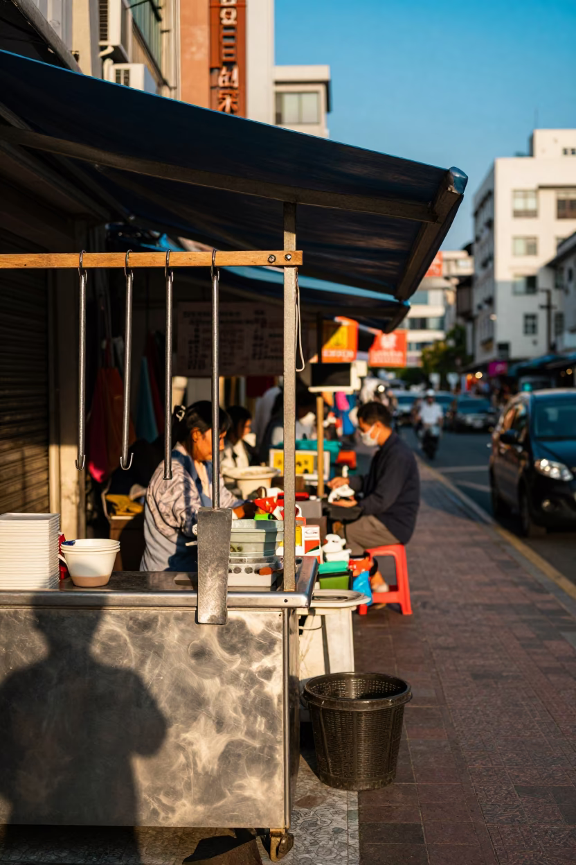 Street Corner in Kaohsiung at Clear Late-afternoon Light in in Kaohsiung, Taiwan