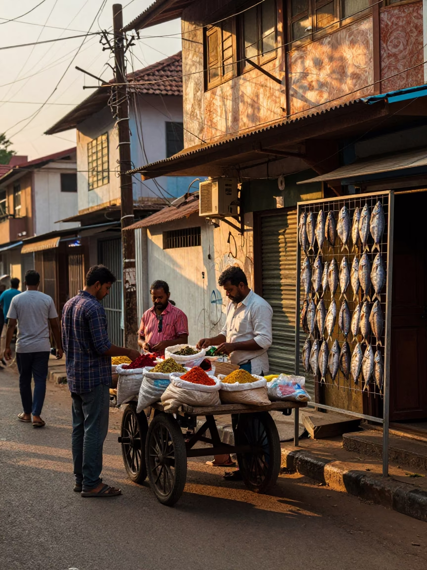 Street Corner in Kochi at Golden Hour in in Kochi, India