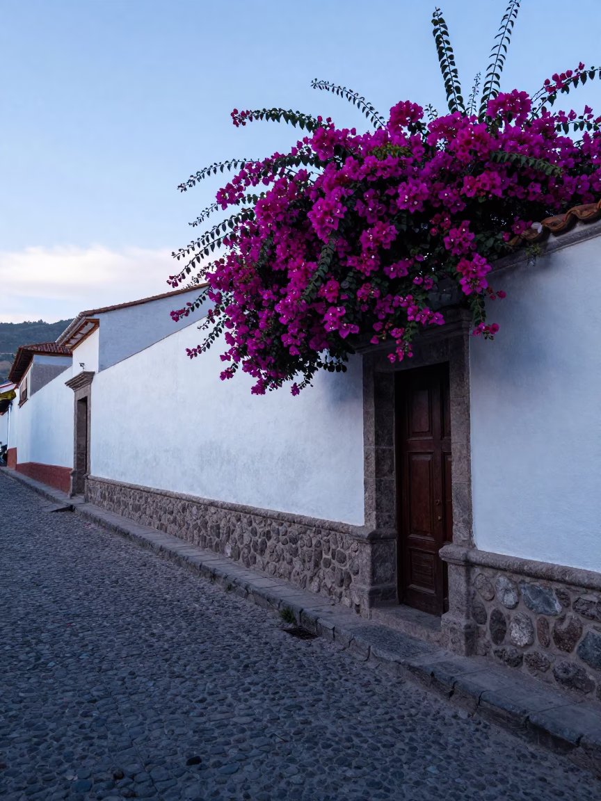 Street Corner in La Paz at Early Morning Light in in La Paz, Bolivia