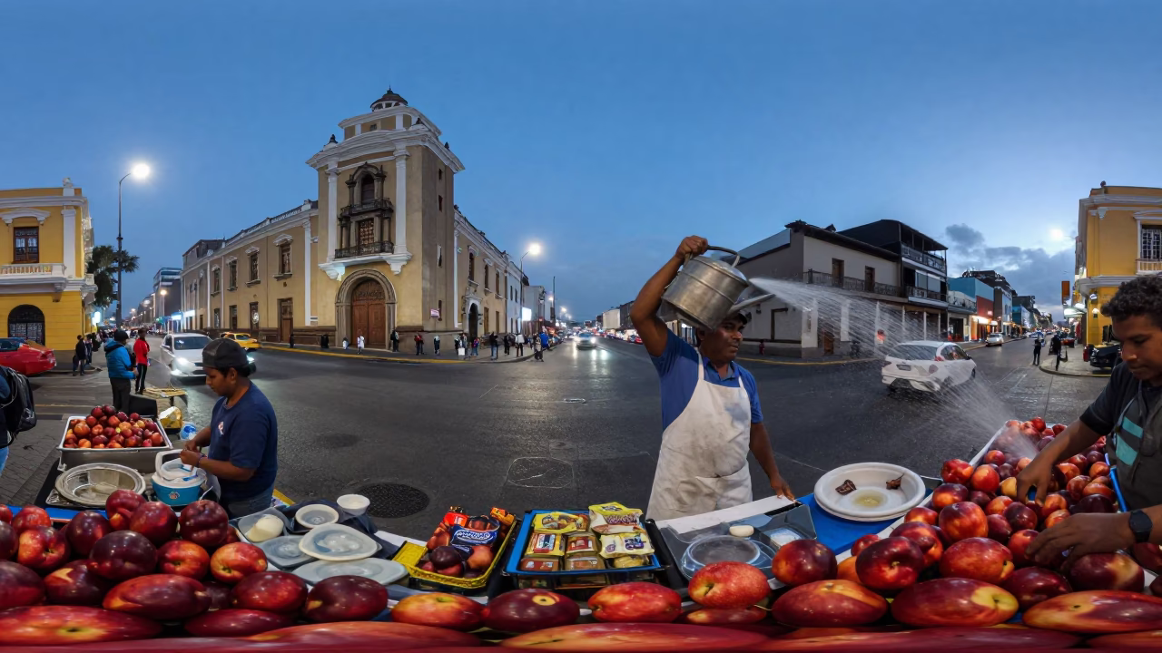 Street Corner in Lima at Blue Hour in in Lima, Peru