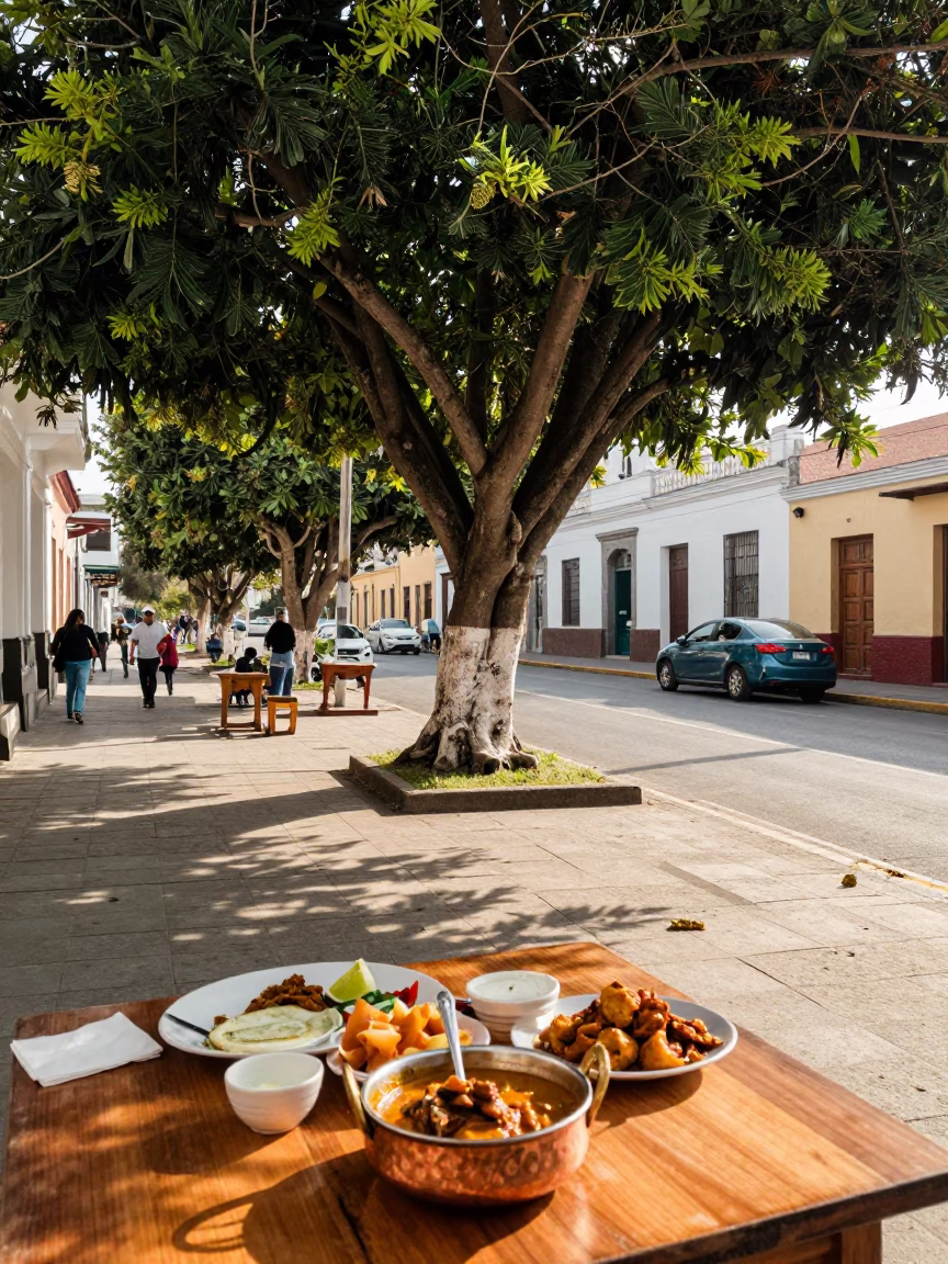 Street Corner in Lima at The Early Afternoon Light in in Lima, Peru