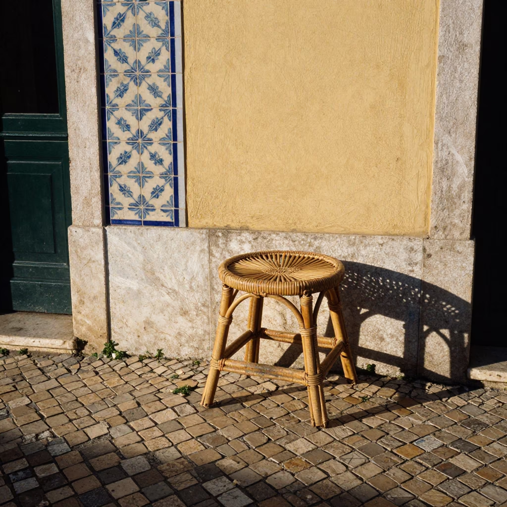 Street Corner in Lisbon at The Late Morning Light in in Lisbon, Portugal