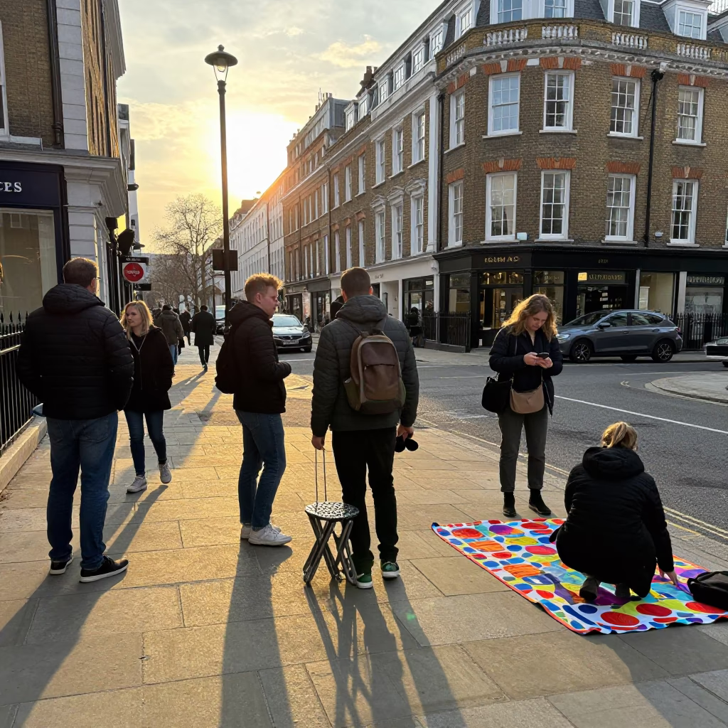 Street Corner in London at Golden Hour in in London, United Kingdom