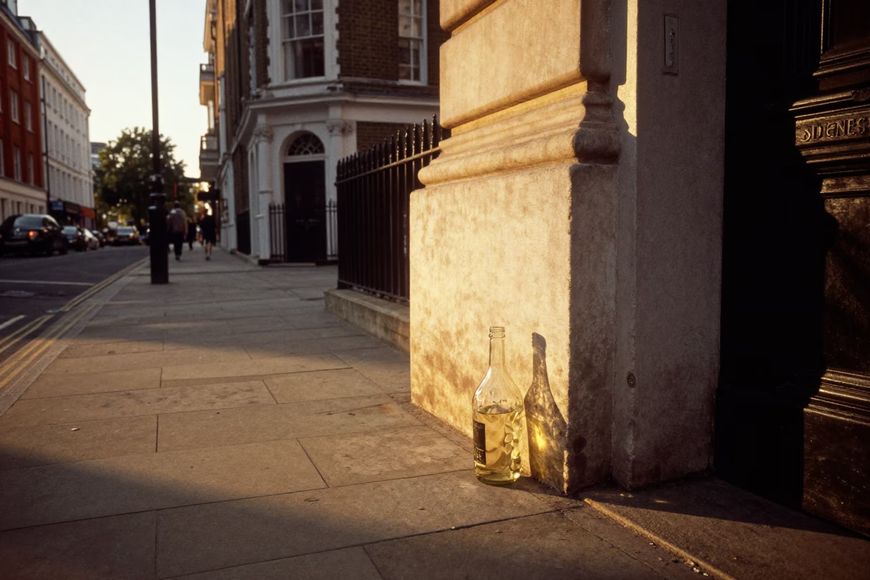 Street Corner in London at Honeyed Evening Light in in London, United Kingdom