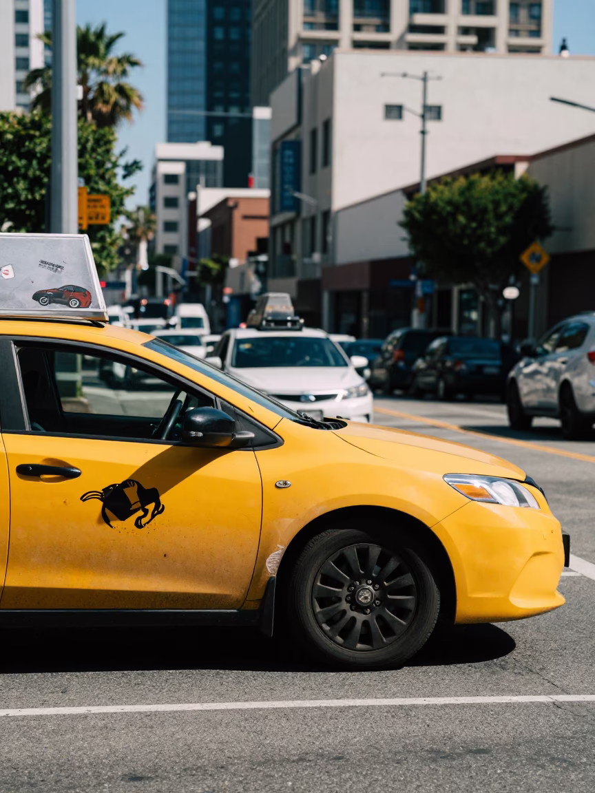 Street Corner in Los Angeles at Bright Midmorning Light in in Los Angeles, California, United States
