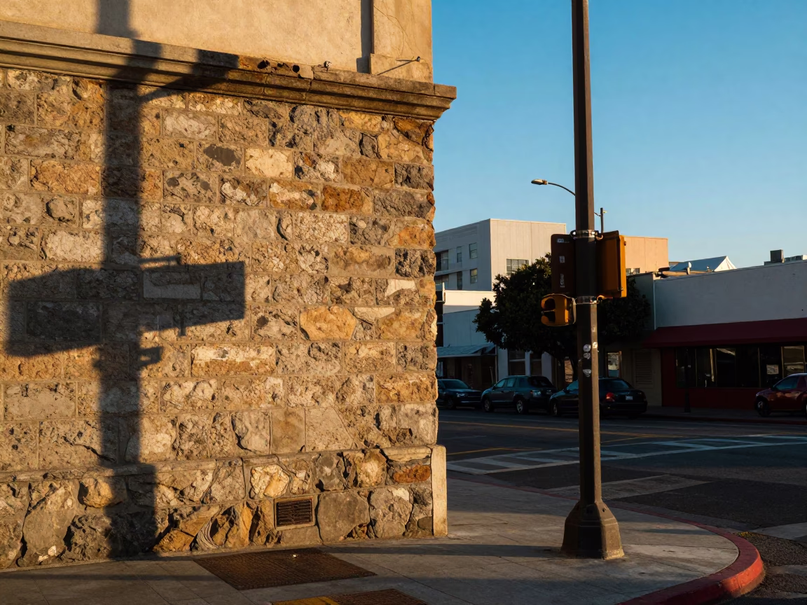 Street Corner in Los Angeles at Clear Late-afternoon Light in in Los Angeles, California, United States