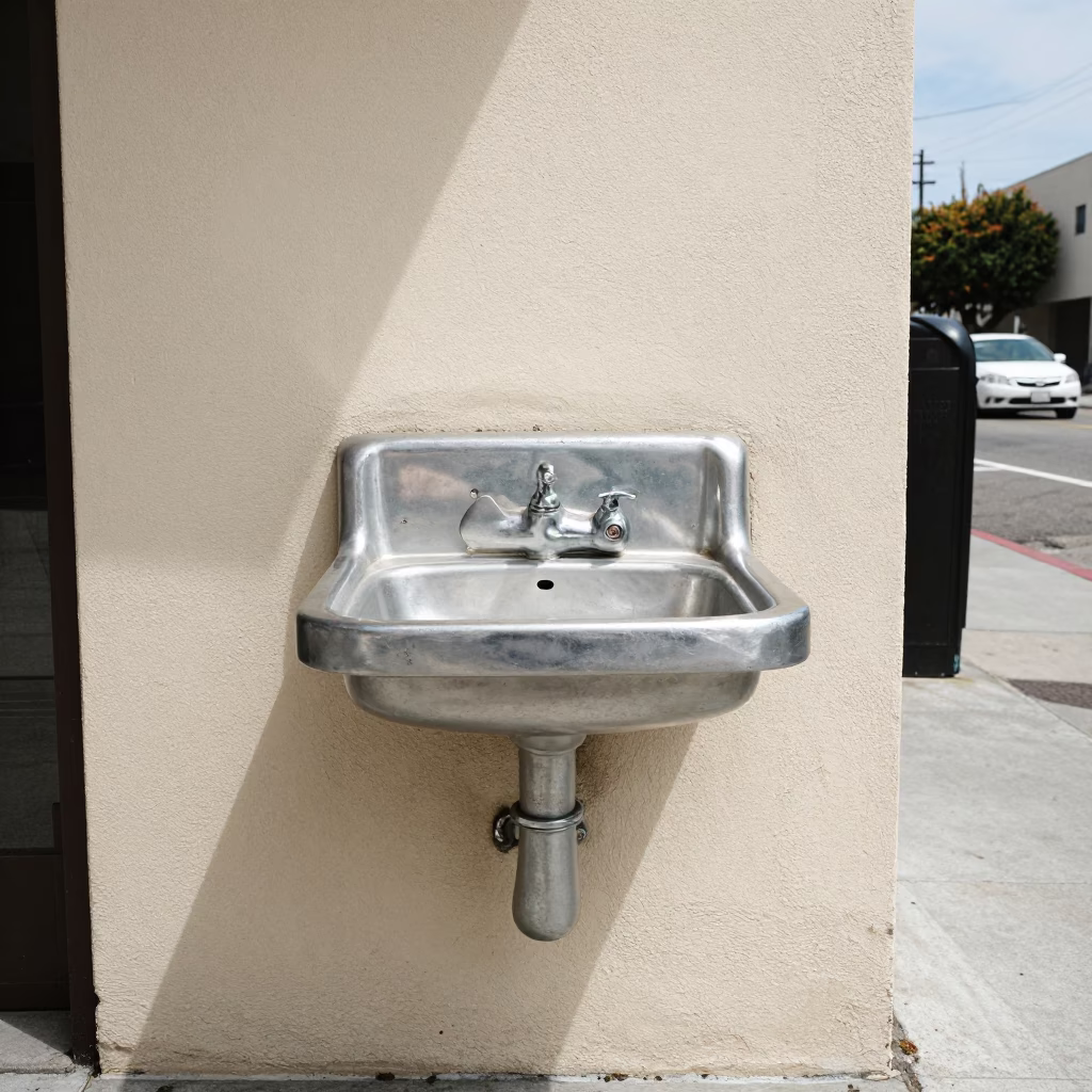 Street Corner in Los Angeles at Flat Noon Light in in Los Angeles, California, United States