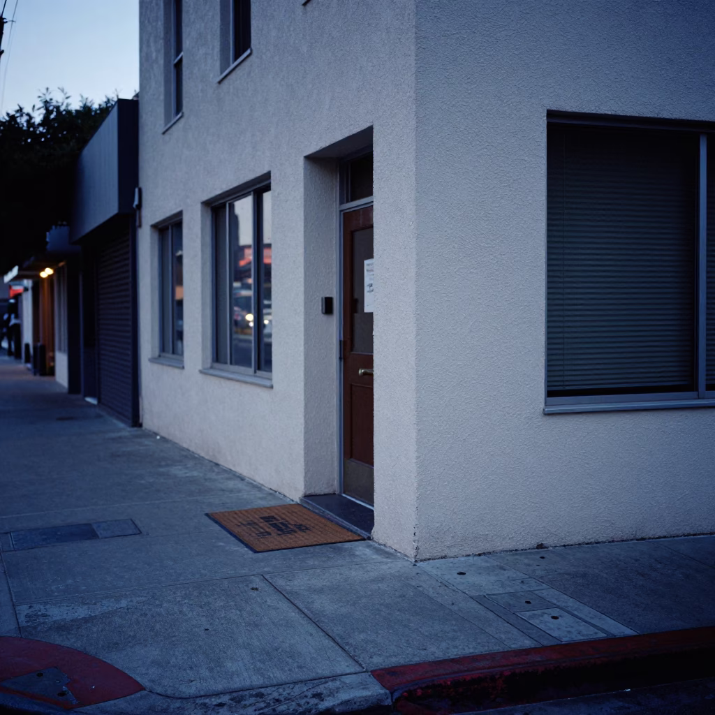 Street Corner in Los Angeles at The Last Blue Light Of Evening in in Los Angeles, California, United States