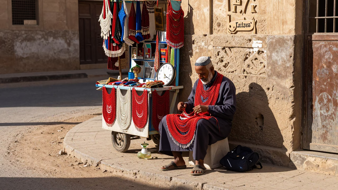 Street Corner in Luxor at Late Morning Light in in Luxor, Egypt