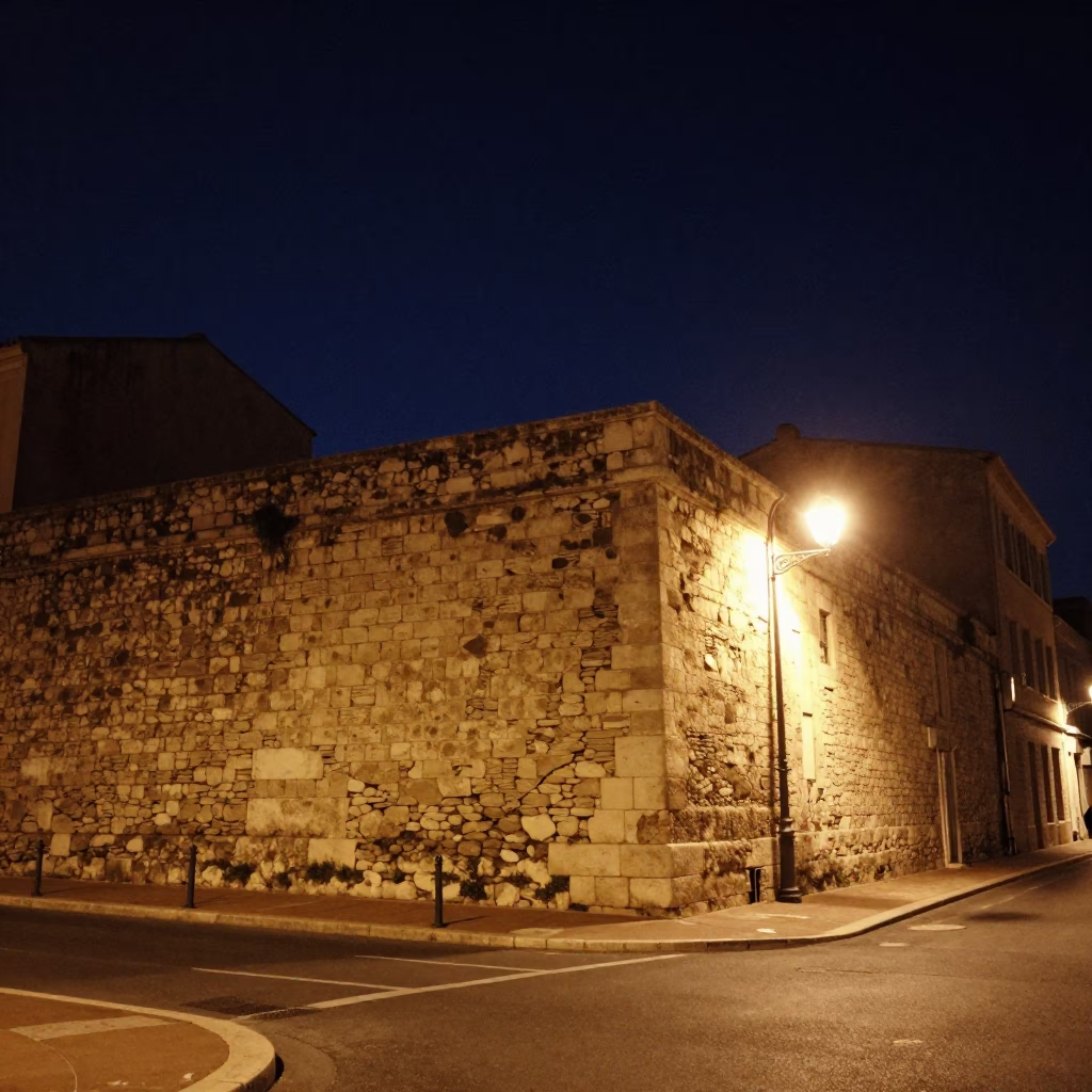 Street Corner in Marseille at The Deepest Night Sky Light in in Marseille, France