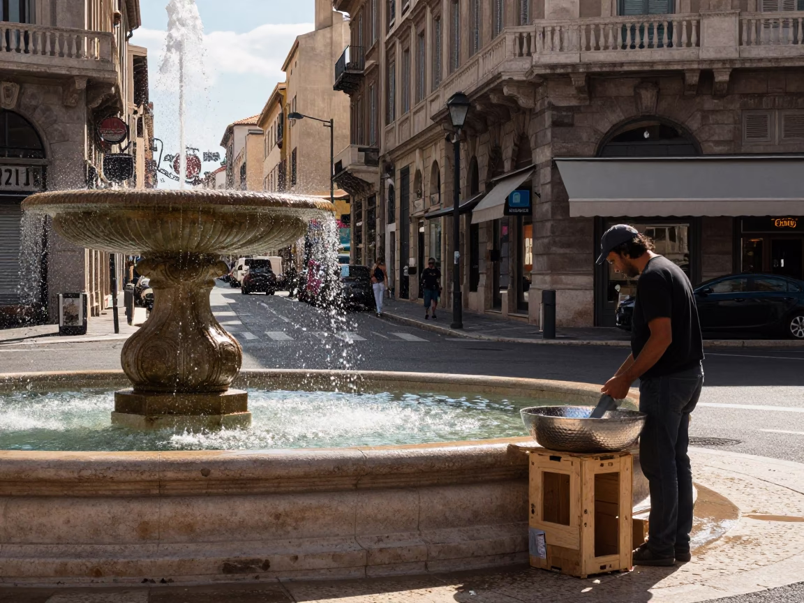 Street Corner in Marseille at The Early Afternoon Light in in Marseille, France