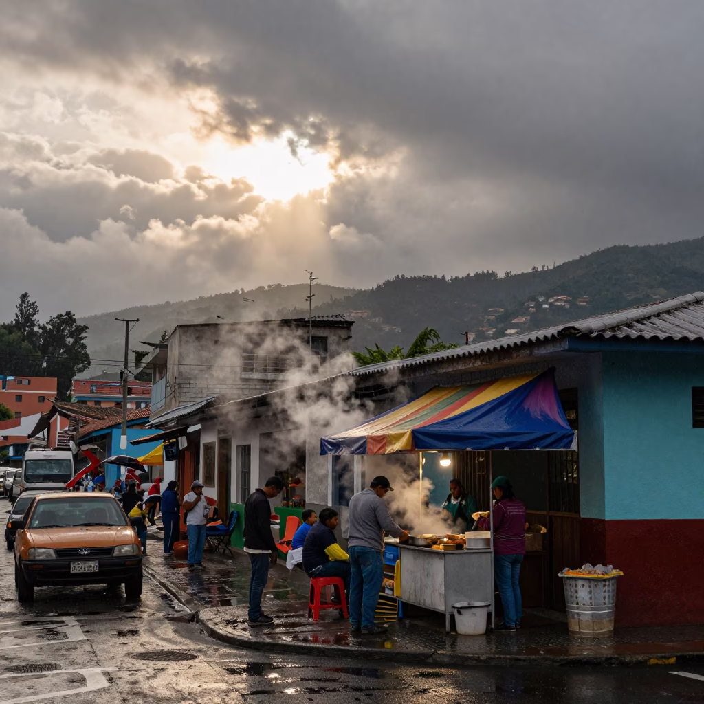 Street Corner in Medellin at First Light in in Medellin, Colombia