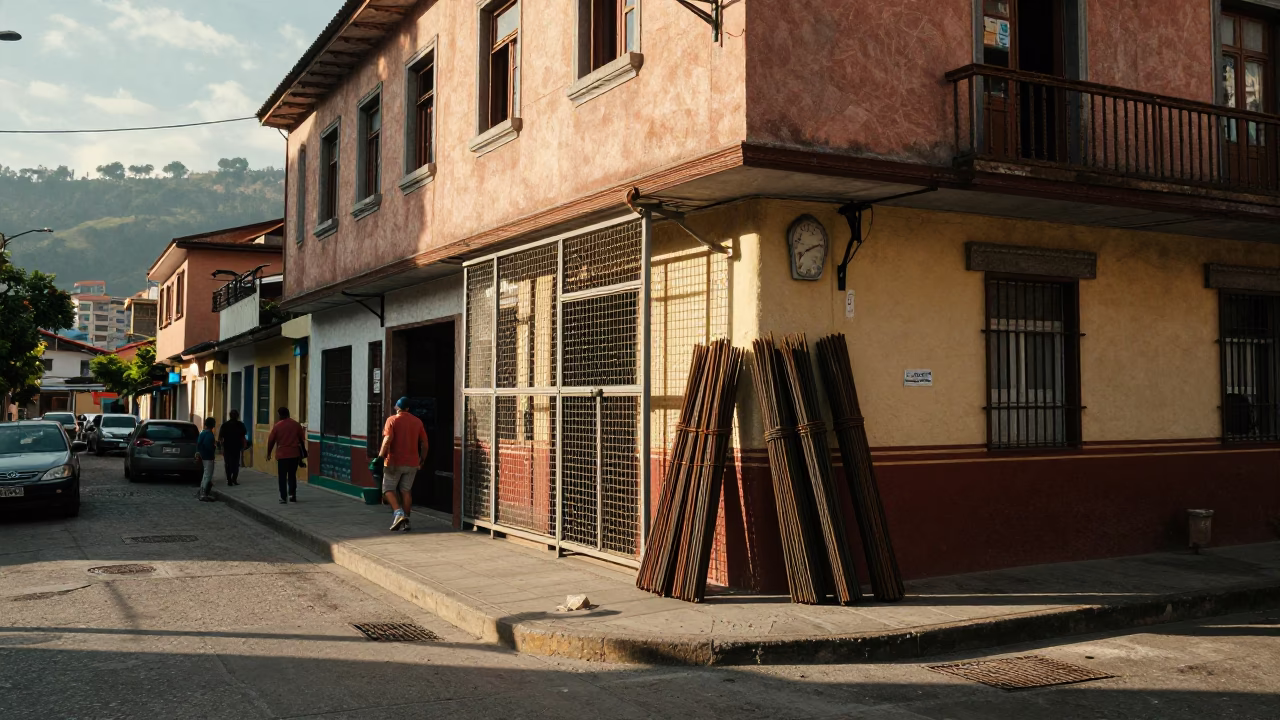 Street Corner in Medellin at The Early Afternoon Light in in Medellin, Colombia