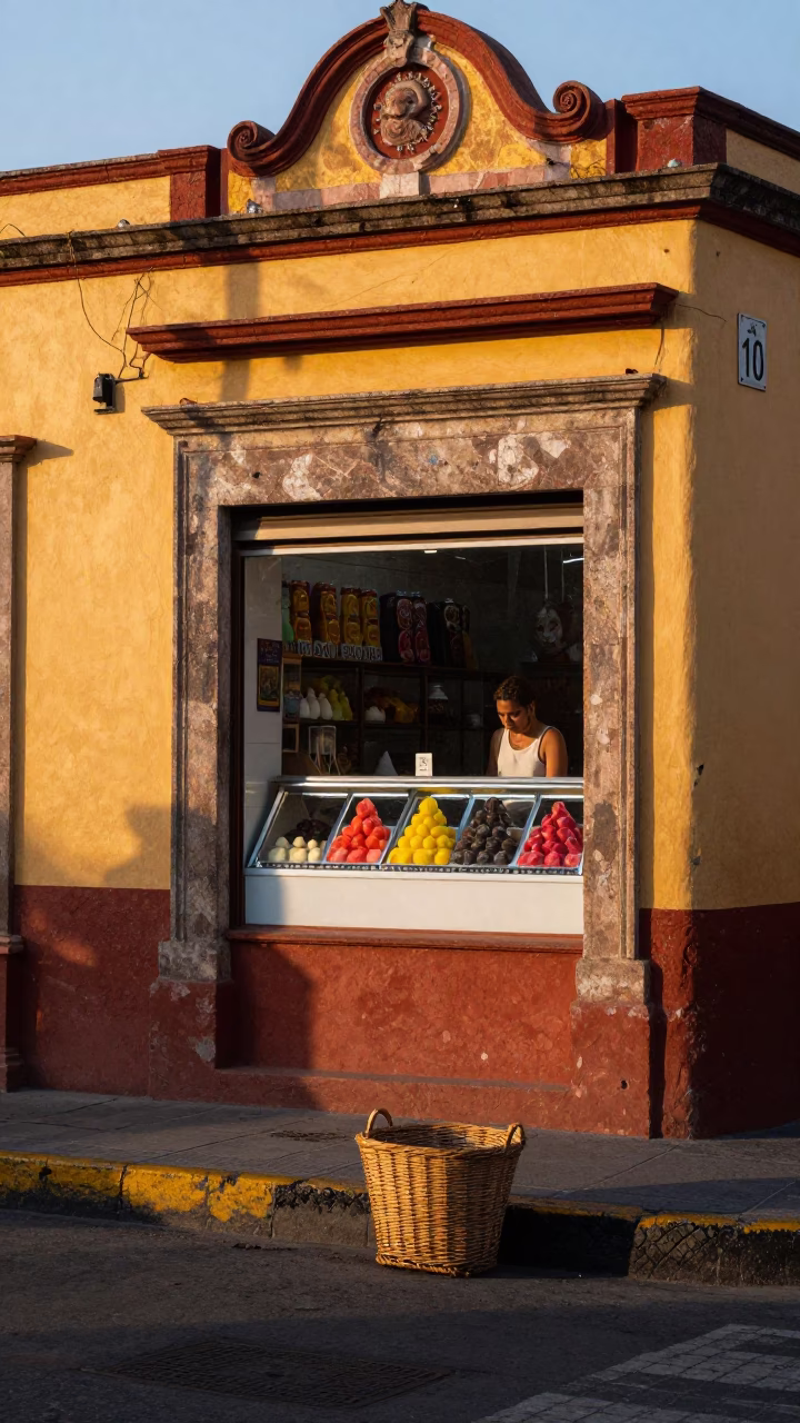 Street Corner in Mexico City at Golden Hour in in Mexico City, Mexico