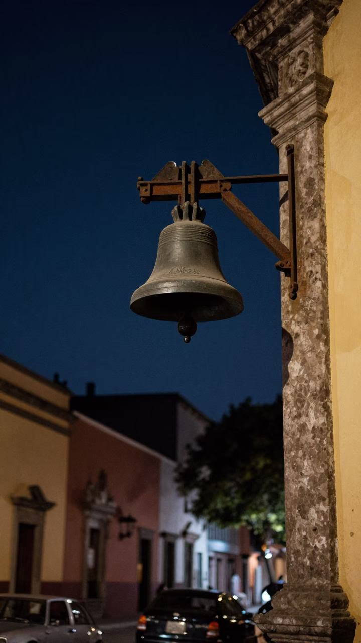 Street Corner in Mexico City at The Deepest Night Sky Light in in Mexico City, Mexico