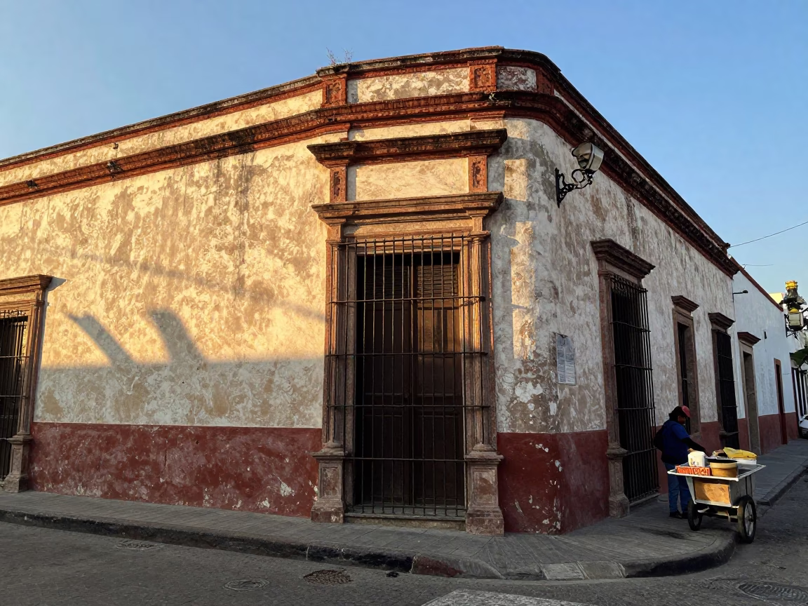 Street Corner in Mexico City at The Late Afternoon Light in in Mexico City, Mexico