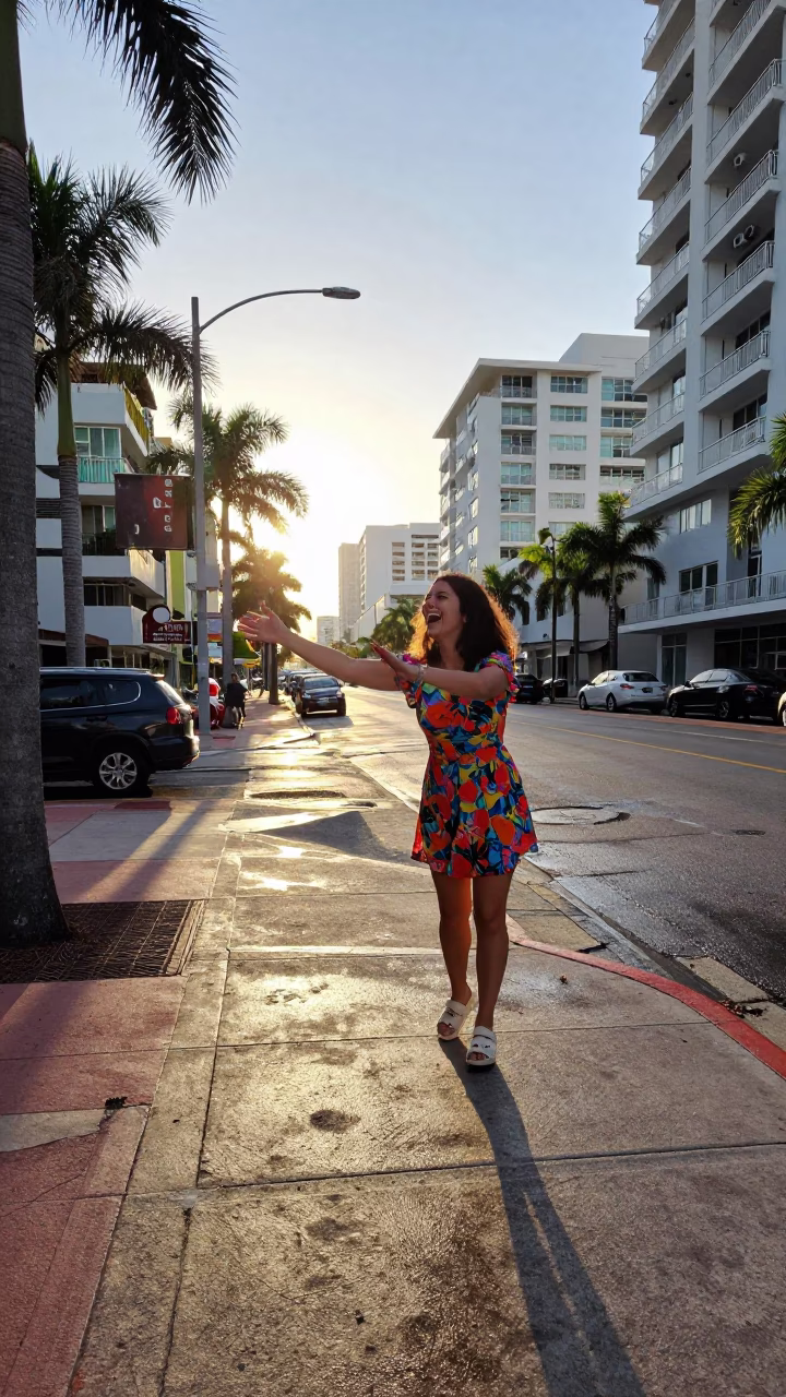 Street Corner in Miami at As First Light Reaches The Scene in in Miami, Florida, United States