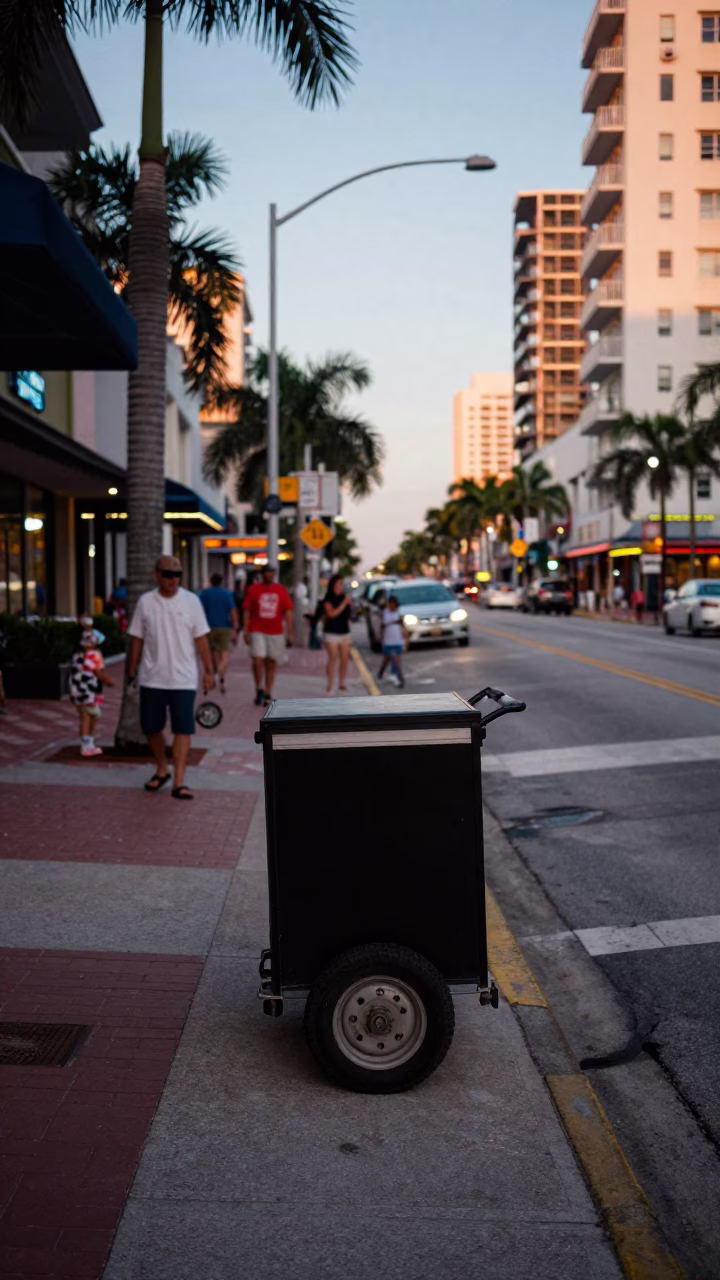 Street Corner in Miami at The Early Evening Light in in Miami, Florida, United States