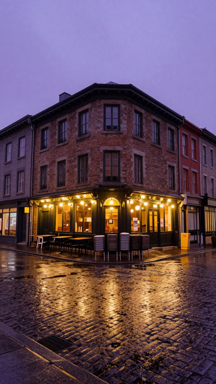 Street Corner in Montreal in in Montreal, Quebec, Canada