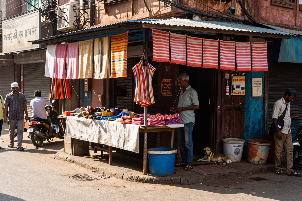 Street Corner in Mumbai at Late Morning Light in in Mumbai, India