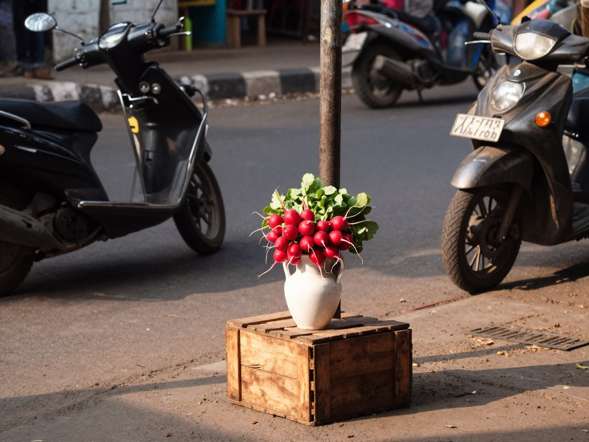 Street Corner in Mumbai at The Late Morning Light in in Mumbai, India