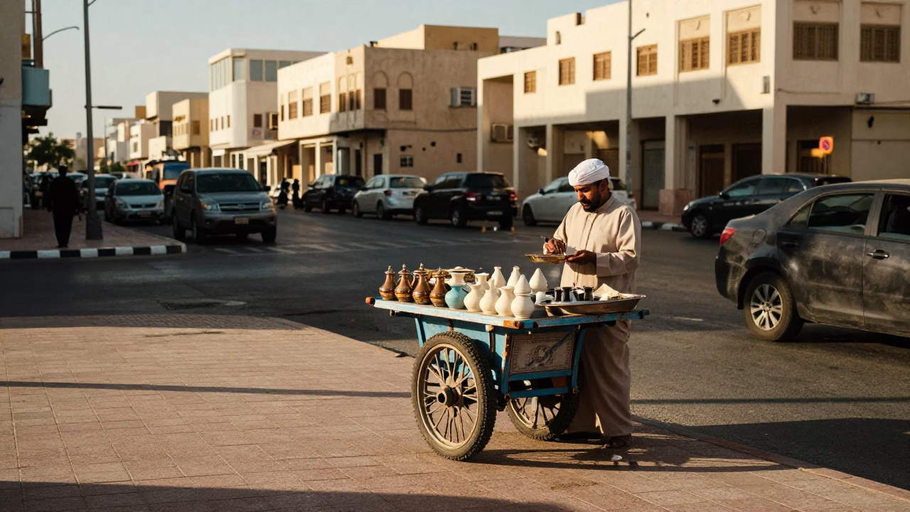 Street Corner in Muscat at Clear Late-afternoon Light in in Muscat, Oman