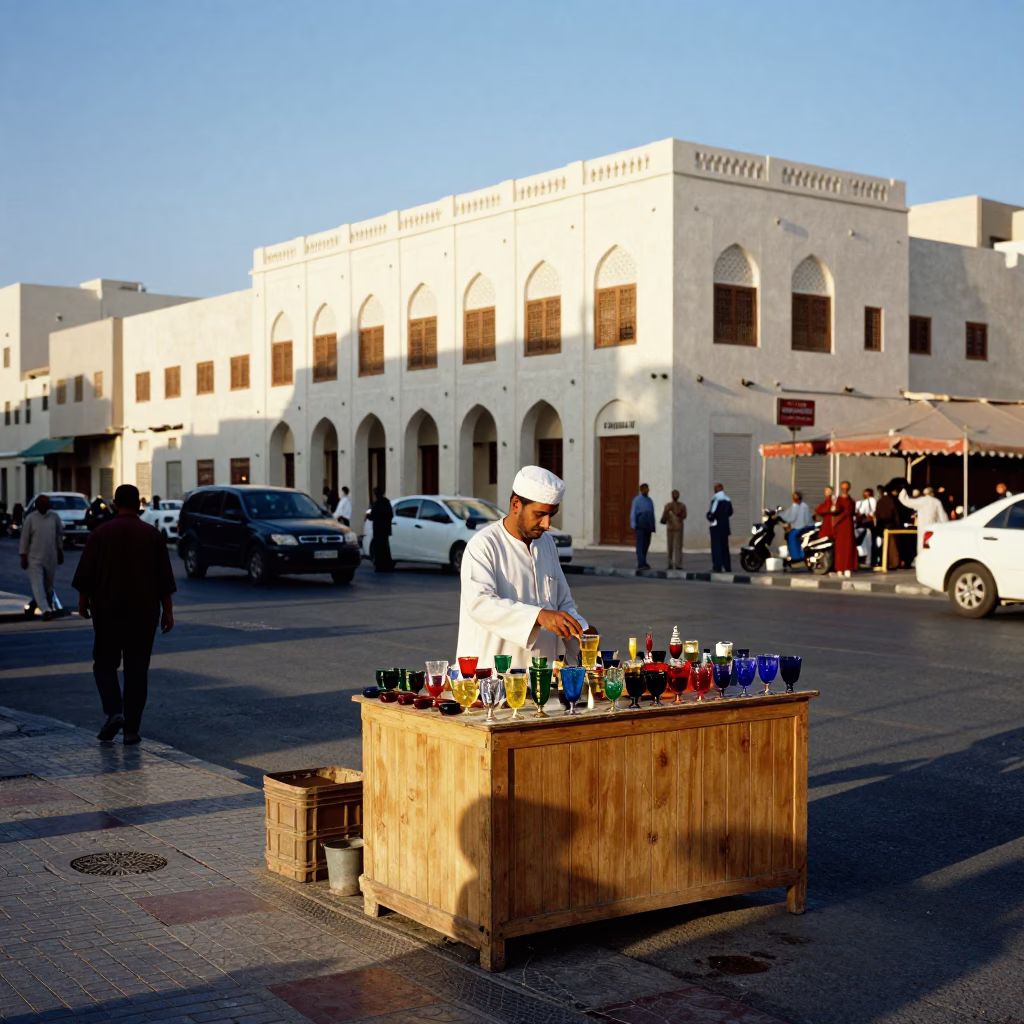 Street Corner in Muscat at The Early Afternoon Light in in Muscat, Oman