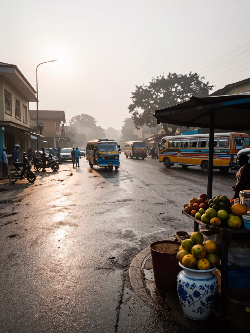 Street Corner in Nairobi at First Light in in Nairobi, Kenya
