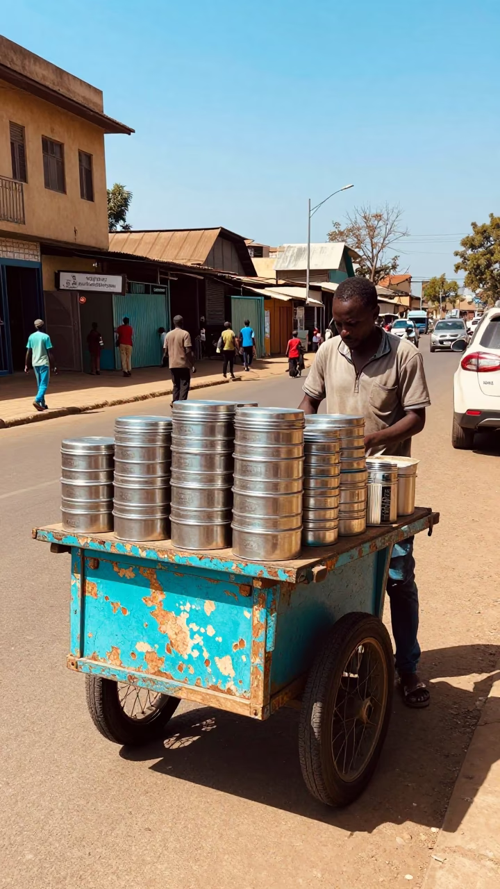 Street Corner in Nairobi at Flat Noon Light in in Nairobi, Kenya