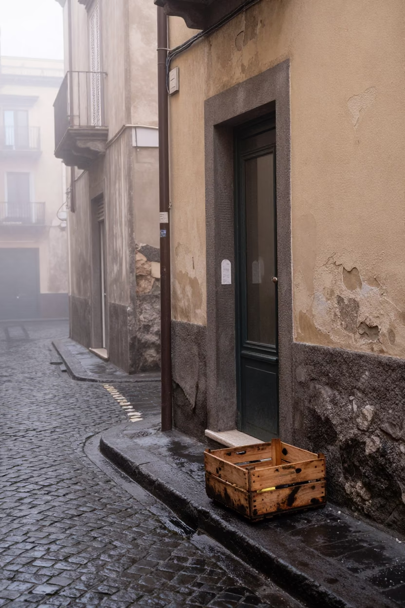 Street Corner in Naples at Dawn Light in in Naples, Italy