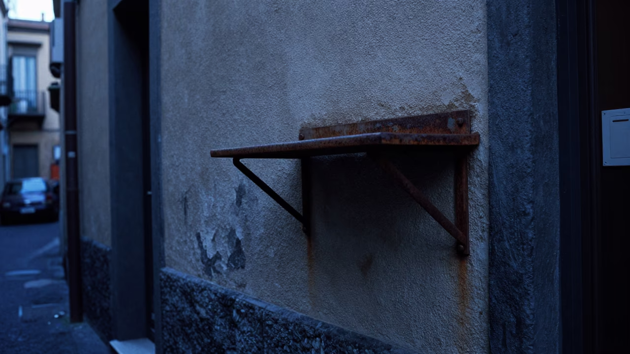 Street Corner in Naples at The Still Hours Before Dawn Light in in Naples, Italy