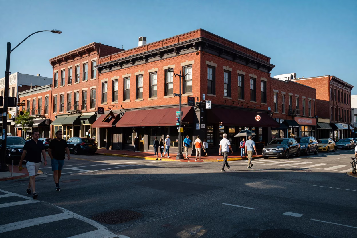 Street Corner in Nashville at Clear Late-afternoon Light in in Nashville, Tennessee, United States