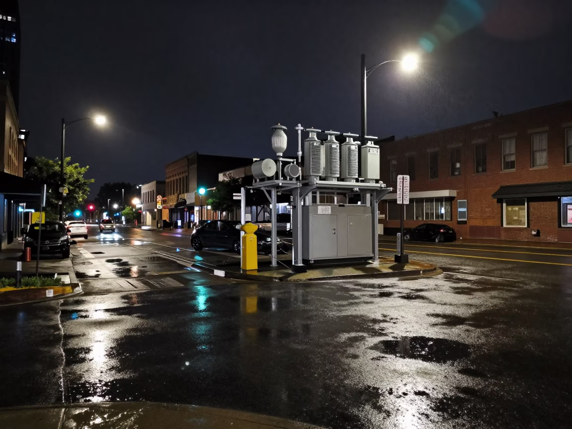 Street Corner in Nashville at Late At Night Light in in Nashville, Tennessee, United States