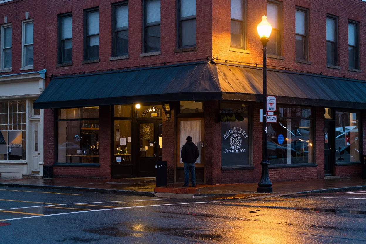 Street Corner in Nashville at Sunrise Light in in Nashville, Tennessee, United States