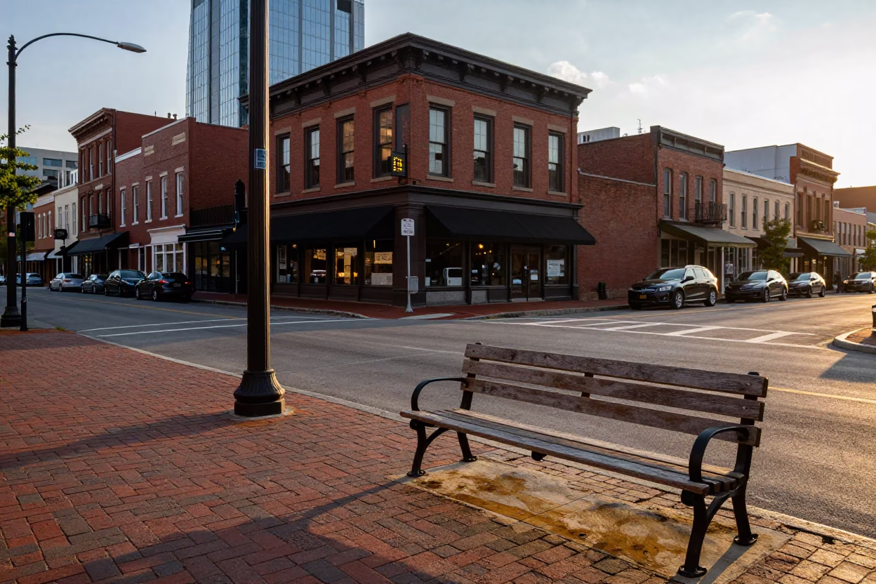 Street Corner in Nashville at Sunset Light in in Nashville, Tennessee, United States