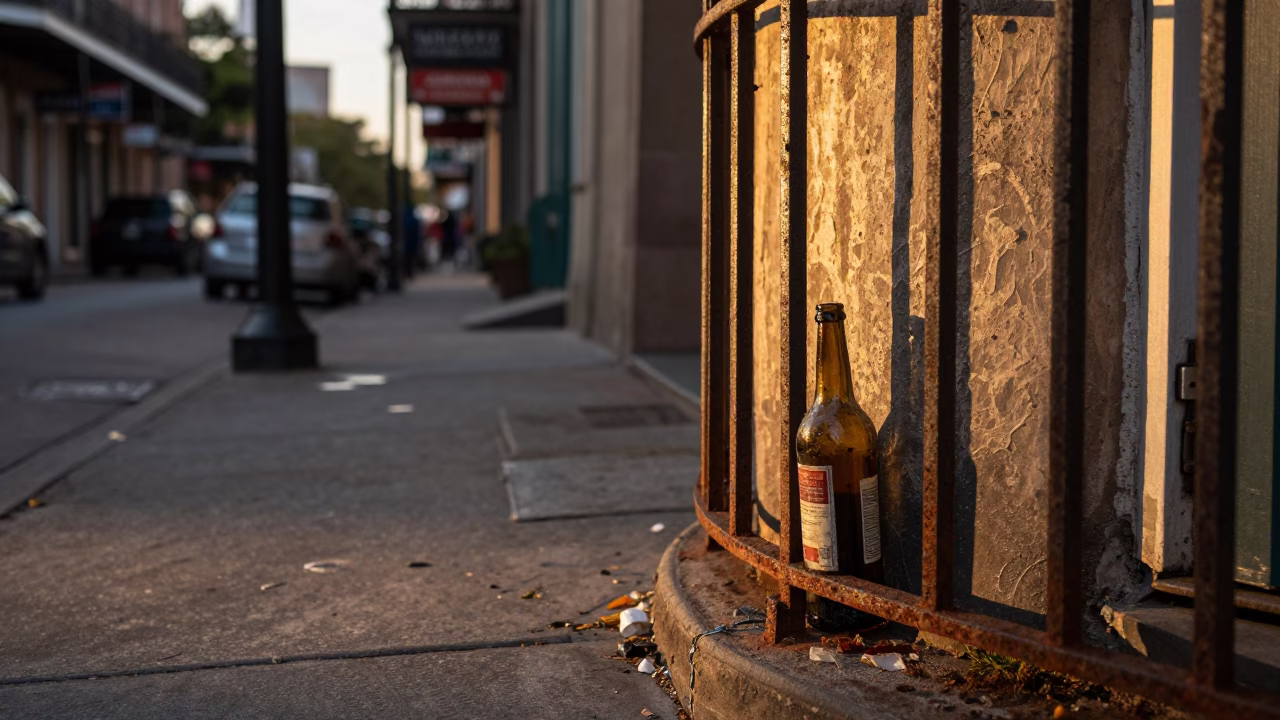 Street Corner in New Orleans at Honeyed Evening Light in in New Orleans, Louisiana, United States