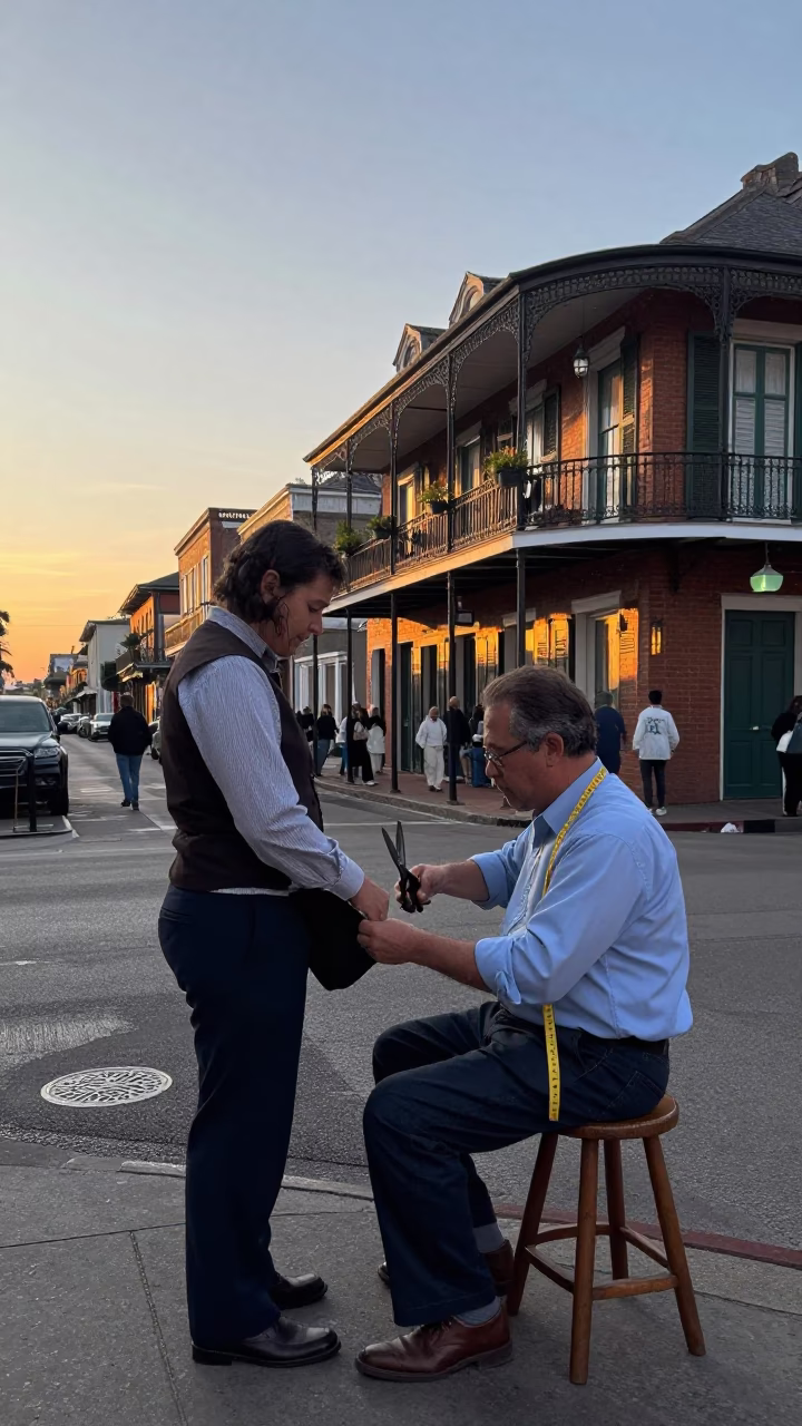 Street Corner in New Orleans at Nautical Dawn Light in in New Orleans, Louisiana, United States
